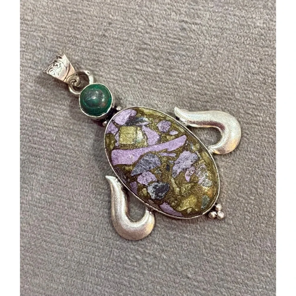 💜🌿 Atlantisite & Malachite Statement Pendant 🌿💜